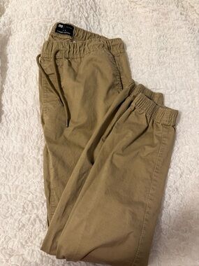 Men's Elastic Waist Drawstring Pants - Tan